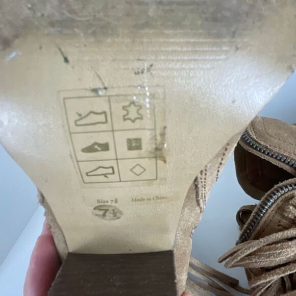 DV by Dolce Vita Suede Fringe Trim Open Toe Booties 7.5 - Picture 8 of 11